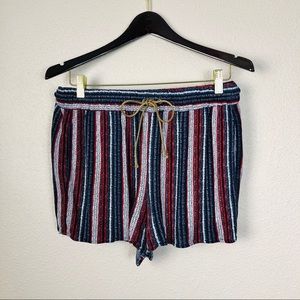 Splendid Striped Leather Drawstring Shorts